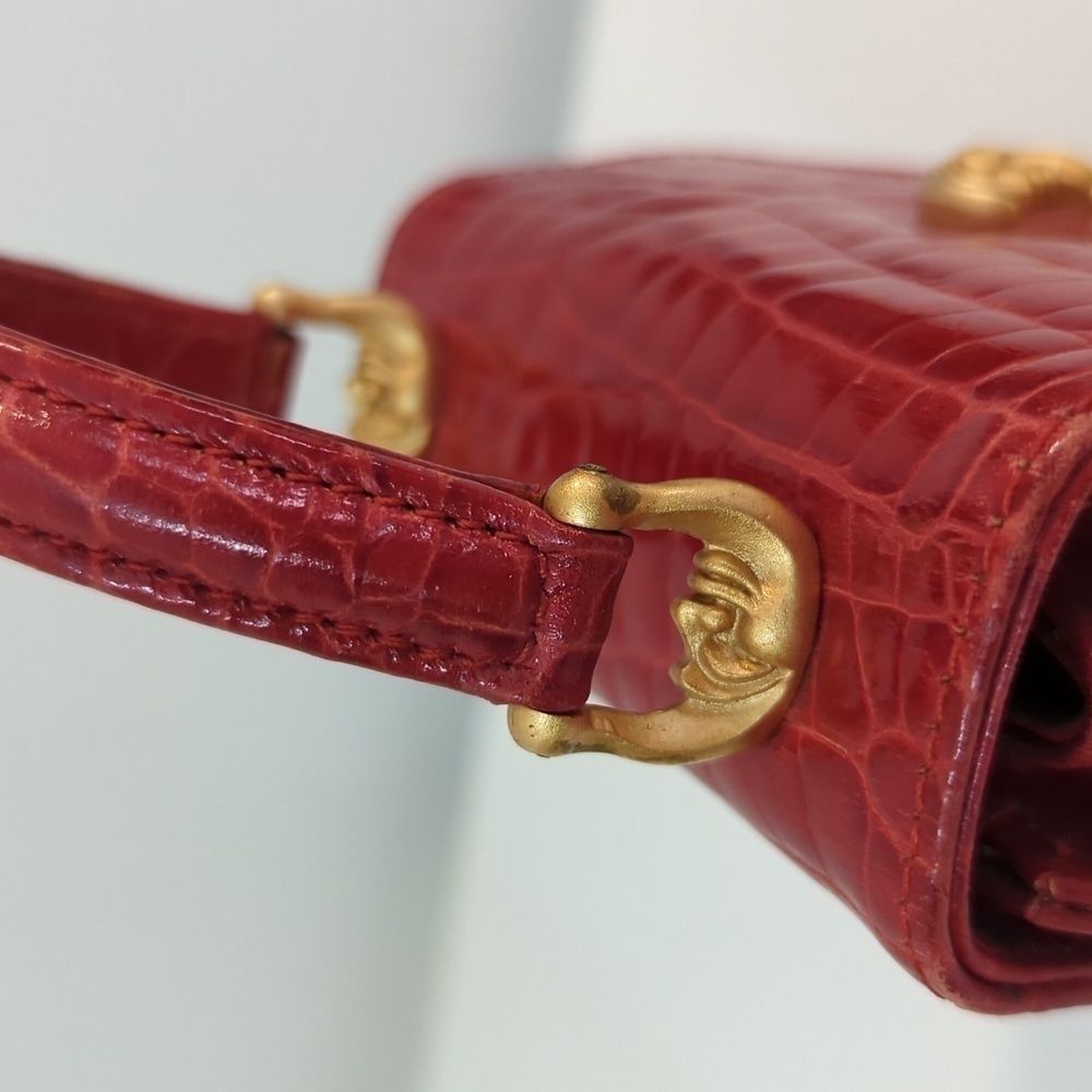 Vintage Vicenza Moon Face Mini Purse Crossbody Red leather retro astrology - Picture 12 of 14